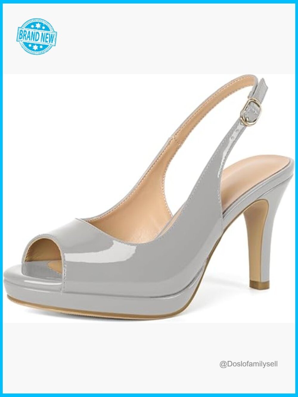 Peep Toe Platform Slingback Heels 3.5 Inch High Heel Dress Shoes Stiletto Party